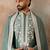 Men green silk blend solid embroidered straight kurta trouser with dupatta