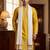Men yellow chanderi silk solid embroidered straight kurta with dupatta