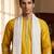 Men yellow chanderi silk solid embroidered straight kurta with dupatta