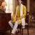 Men yellow chanderi silk solid embroidered straight kurta with dupatta