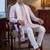 Men lavender silk blend floral embroidered straight kurta with dupatta