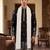 Men black silk blend solid embroidered straight kurta with dupatta