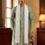 Men green silk blend solid embroidered straight kurta with dupatta