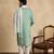 Men green silk blend solid embroidered straight kurta with dupatta