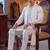 Men white silk blend floral embroidered straight kurta with dupatta
