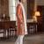 Men peach vartican solid embroidered straight kurta with dupatta