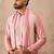 Men Pink silk blend solid embroidered straight kurta with dupatta