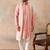 Men Pink silk blend solid embroidered straight kurta with dupatta