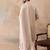 Men beige silk blend solid embroidered straight kurta with dupatta