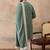 Men green silk blend solid embroidered straight kurta with dupatta