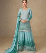 Light blue georgette sharara suit - free size 