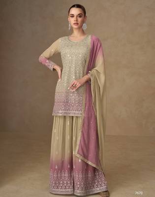 Light purple georgette sharara suit - free size 1