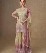 Light purple georgette sharara suit - free size