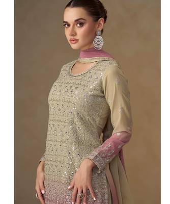 Light purple georgette sharara suit - free size 2