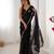 black designer fandy saree with moti & sequin flower work