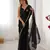 black designer fandy saree with moti & sequin flower work
