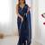 teal blue designer fandy saree with moti & sequin flower work