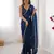 teal blue designer fandy saree with moti & sequin flower work