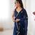 teal blue designer fandy saree with moti & sequin flower work