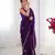 purple designer fandy saree with moti & sequin flower work
