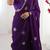 purple designer fandy saree with moti & sequin flower work