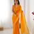 yellow designer fandy saree with moti & sequin flower work