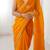 yellow designer fandy saree with moti & sequin flower work