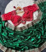 Green Color Embroidery theard Work Satin Saree