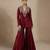 Maroon embroidered raw silk indo western sharara set