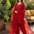 red embroidered kurta set with salwar & organza dupatta
