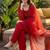 red embroidered kurta set with salwar & organza dupatta