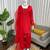 red embroidered kurta set with salwar & organza dupatta