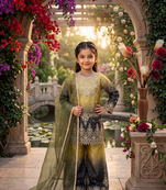 Kids heavy silk embroidered work salwar suit