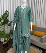 light green crepe suit with dupatta