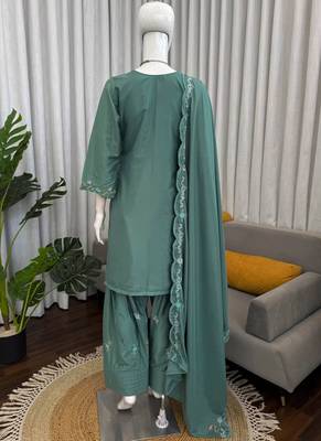 light green crepe suit with dupatta 2