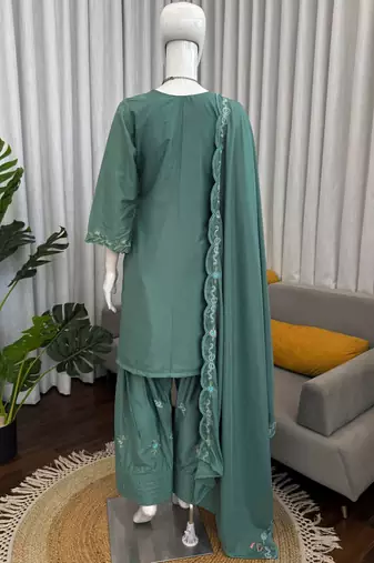 light green crepe suit with dupatta