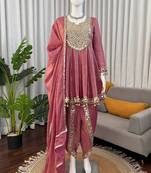 pink dhoti style suit with dupatta