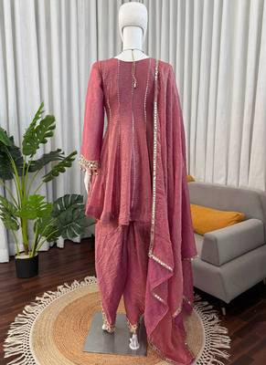 pink dhoti style suit with dupatta 2