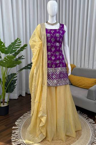 purple jacquard salwar suit with dupatta