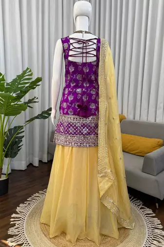 purple jacquard salwar suit with dupatta