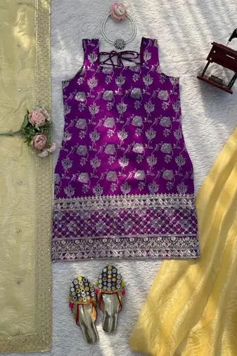 purple jacquard salwar suit with dupatta