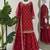 red chinon silk blend sharara suit with dupatta