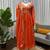 orange silk blend anarkali suit with dupatta