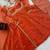 orange silk blend anarkali suit with dupatta