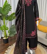 black chanderi salwar suit with dupatta