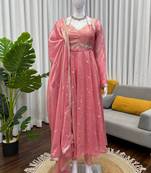 light pink silk blend anarkali suit with dupatta