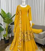 yellow silk blend salwar suit with dupatta