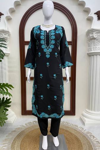 black roman silk blend kurta with pent