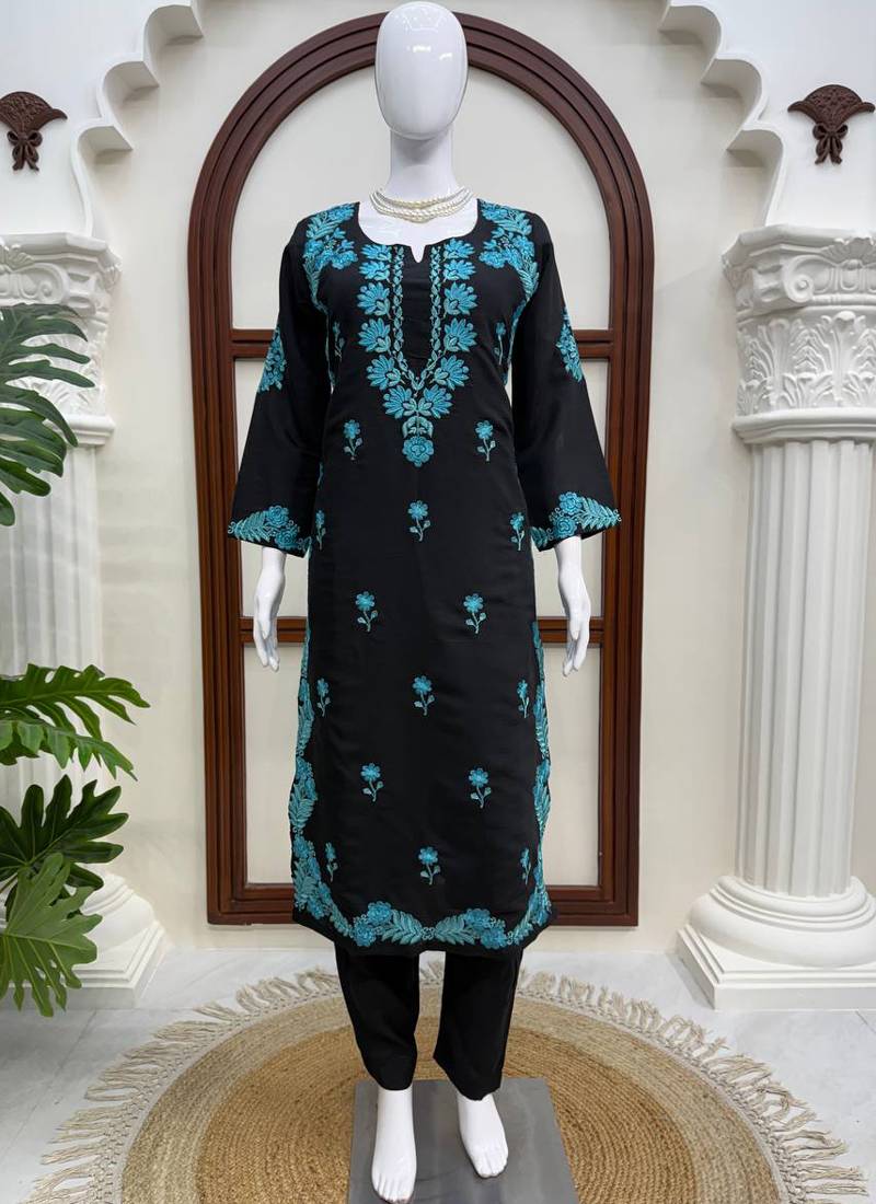 black roman silk blend kurta with pent