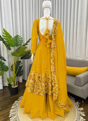yellow silk blend salwar suit with dupatta 2